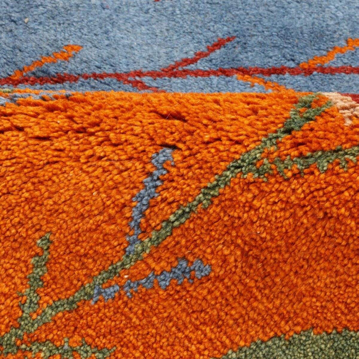 Price and Buy Genuine Persian Gabbeh Wool Rug Handwoven  in Shiraz Floral Blue - Image 9