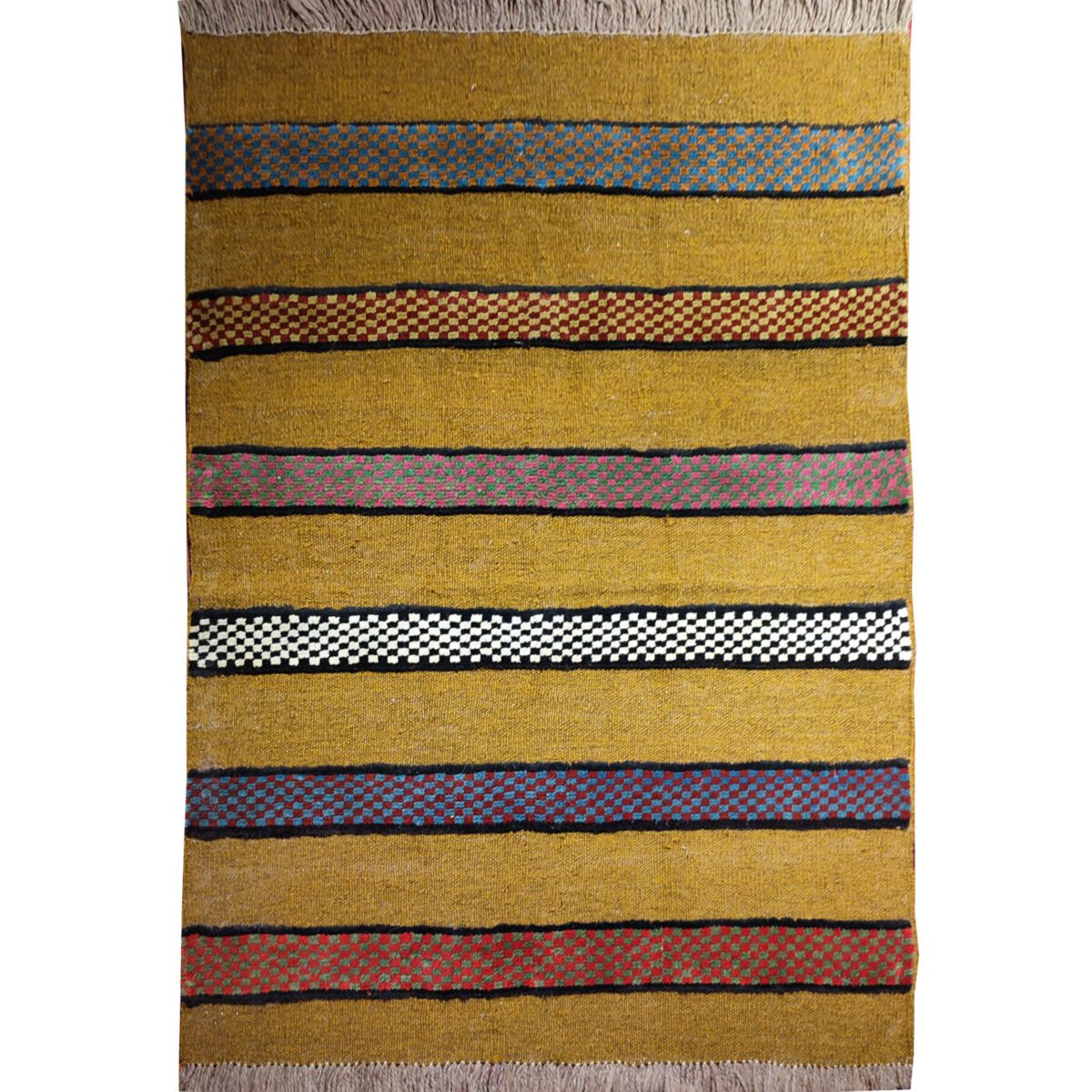 Price and Buy Genuine Persian Wool Kilim Rug Handwoven in Fars Striped Yellow