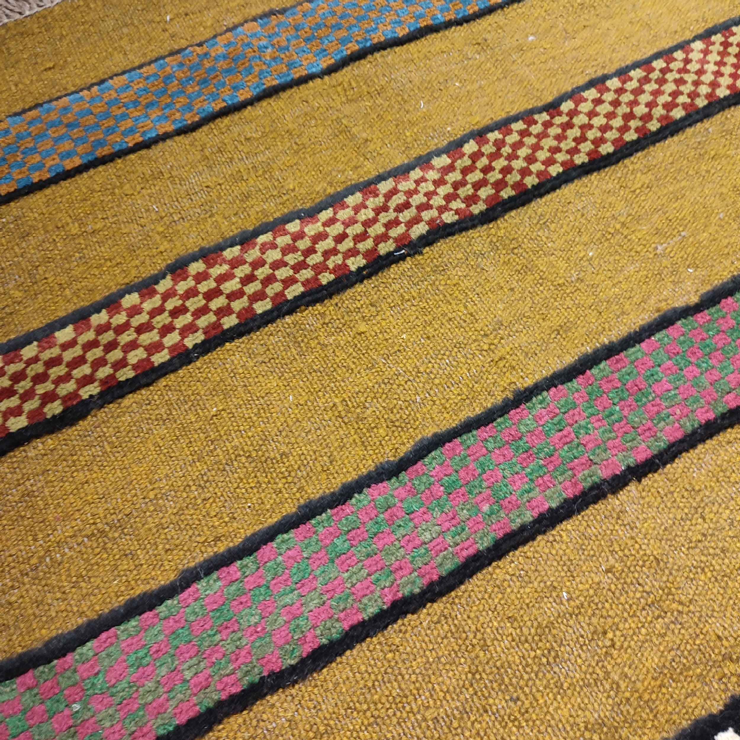 Price and Buy Genuine Persian Wool Kilim Rug Handwoven in Fars Striped Yellow - Image 3