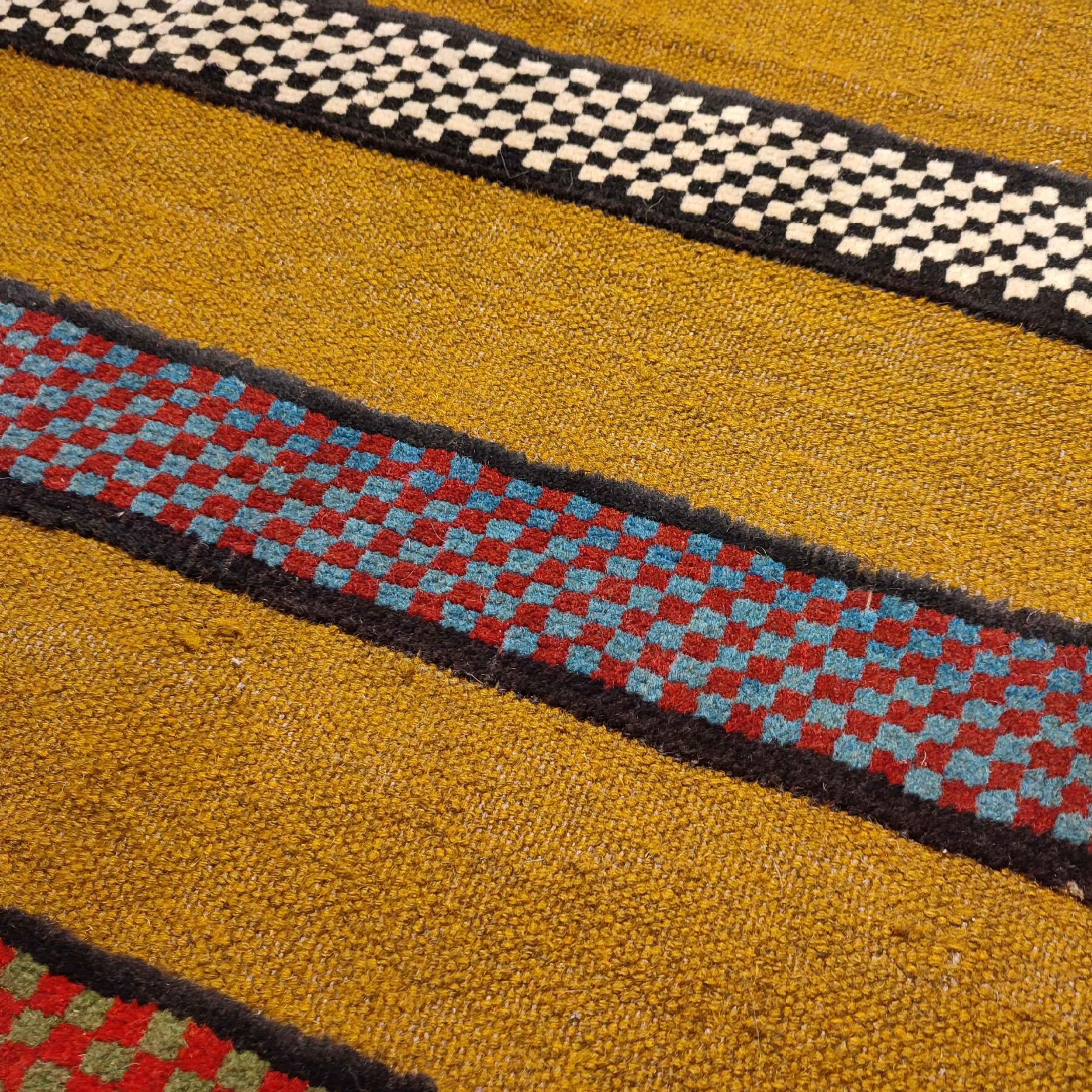 Price and Buy Genuine Persian Wool Kilim Rug Handwoven in Fars Striped Yellow - Image 4