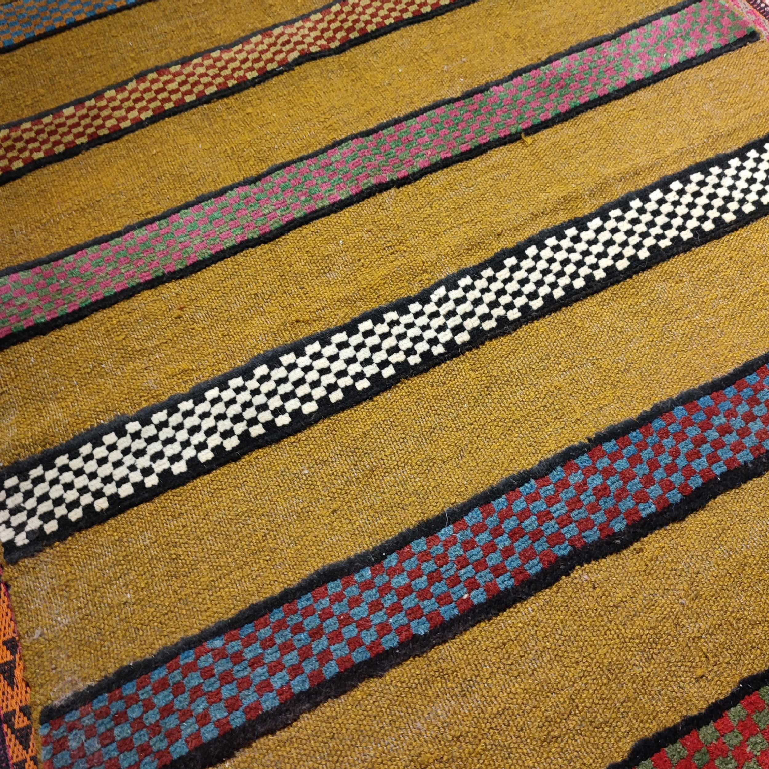 Price and Buy Genuine Persian Wool Kilim Rug Handwoven in Fars Striped Yellow - Image 5