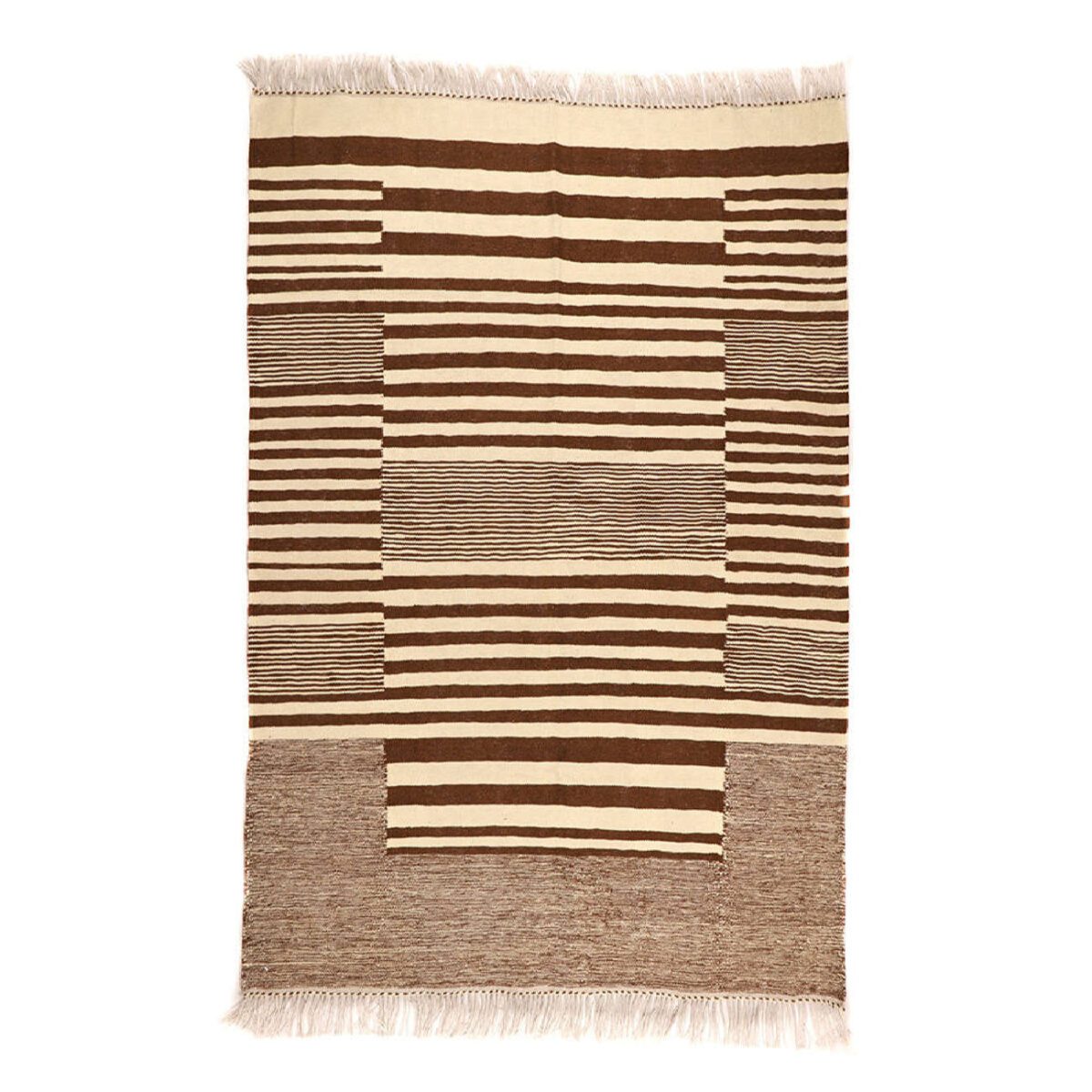 Price and Buy Genuine Persian Wool Kilim Rug Handwoven in Isfahan Striped Cream