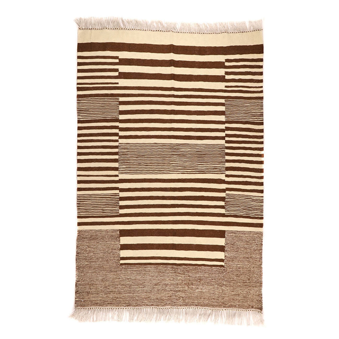 Price and Buy Genuine Persian Wool Kilim Rug Handwoven in Isfahan Striped Cream