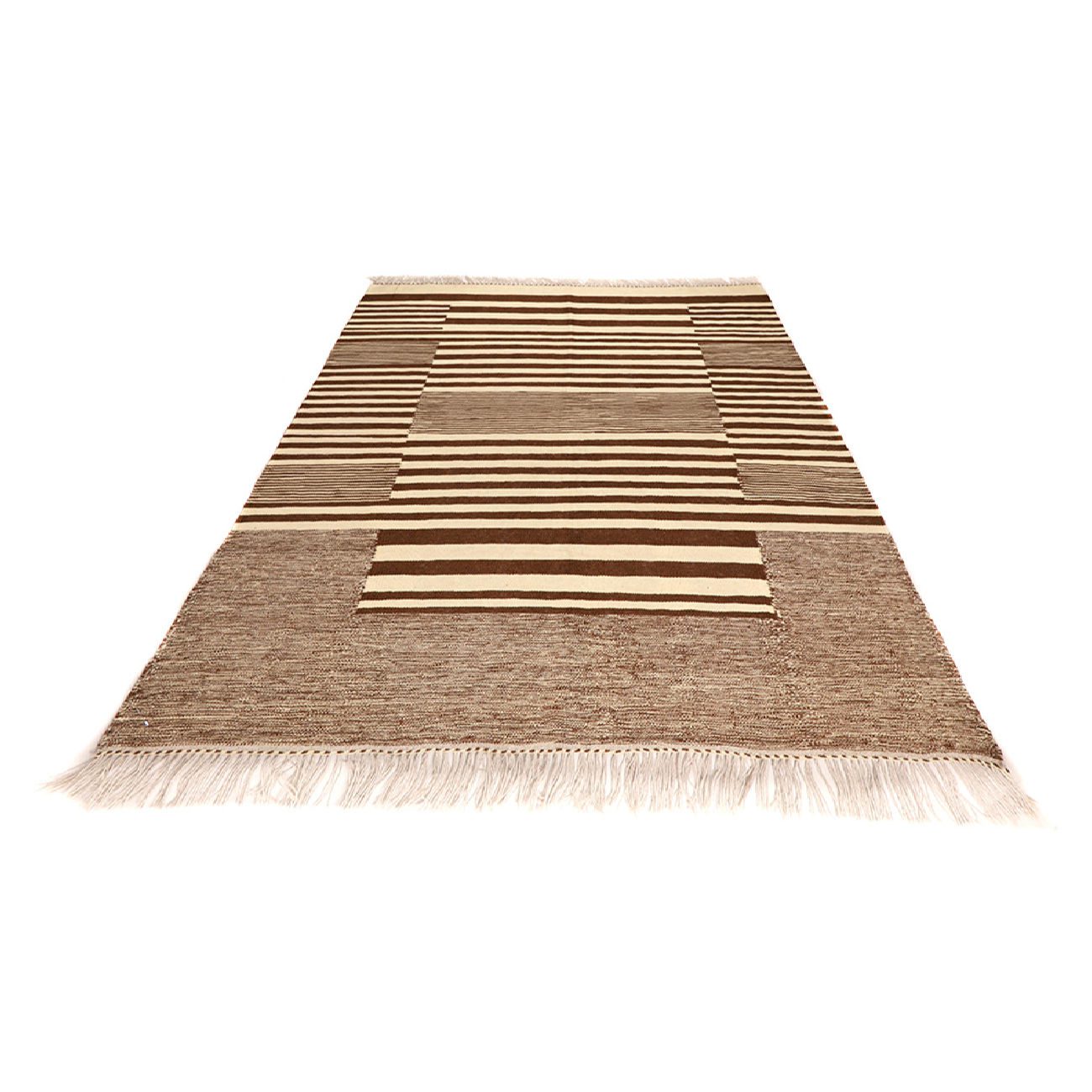 Price and Buy Genuine Persian Wool Kilim Rug Handwoven in Isfahan Striped Cream - Image 3