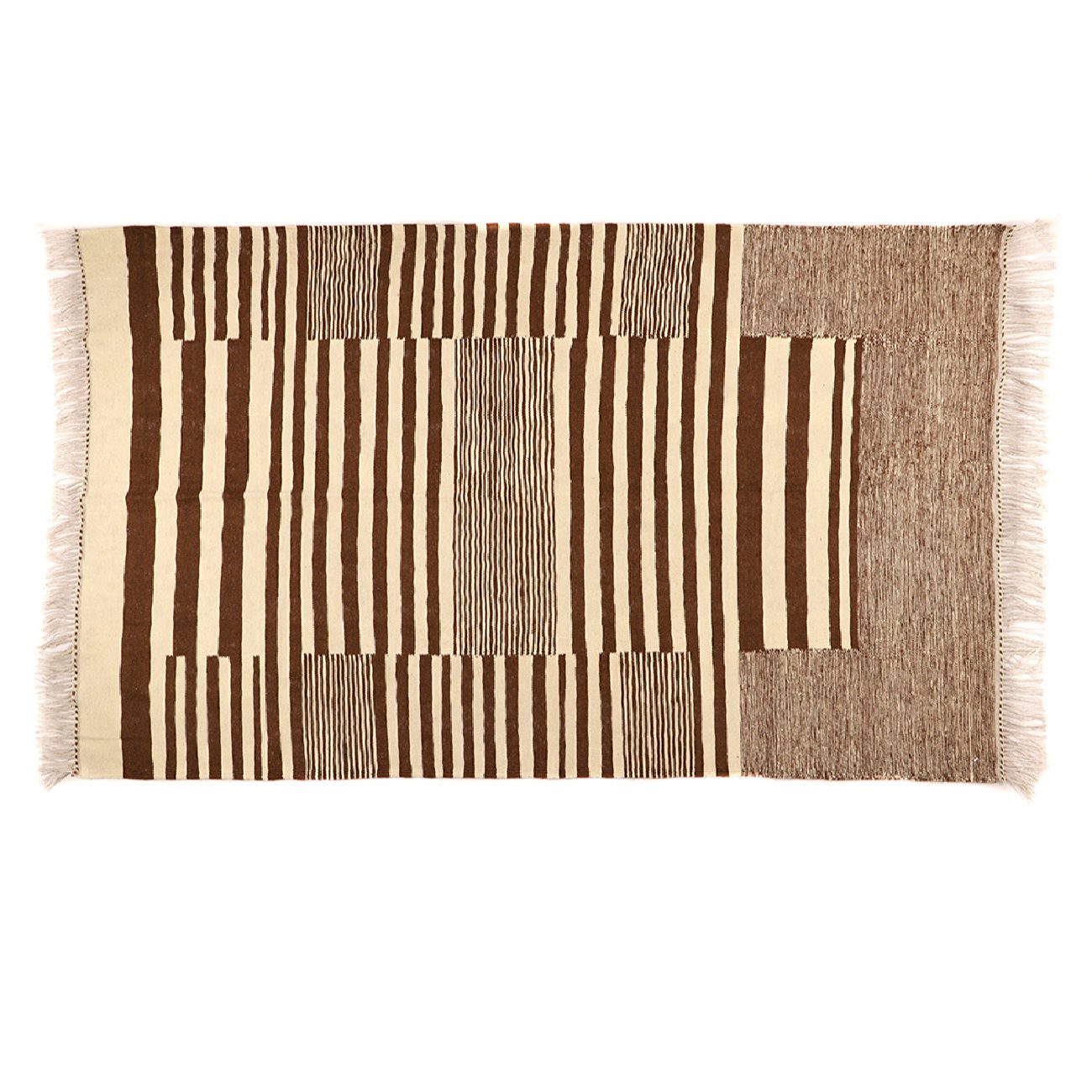 Price and Buy Genuine Persian Wool Kilim Rug Handwoven in Isfahan Striped Cream - Image 4