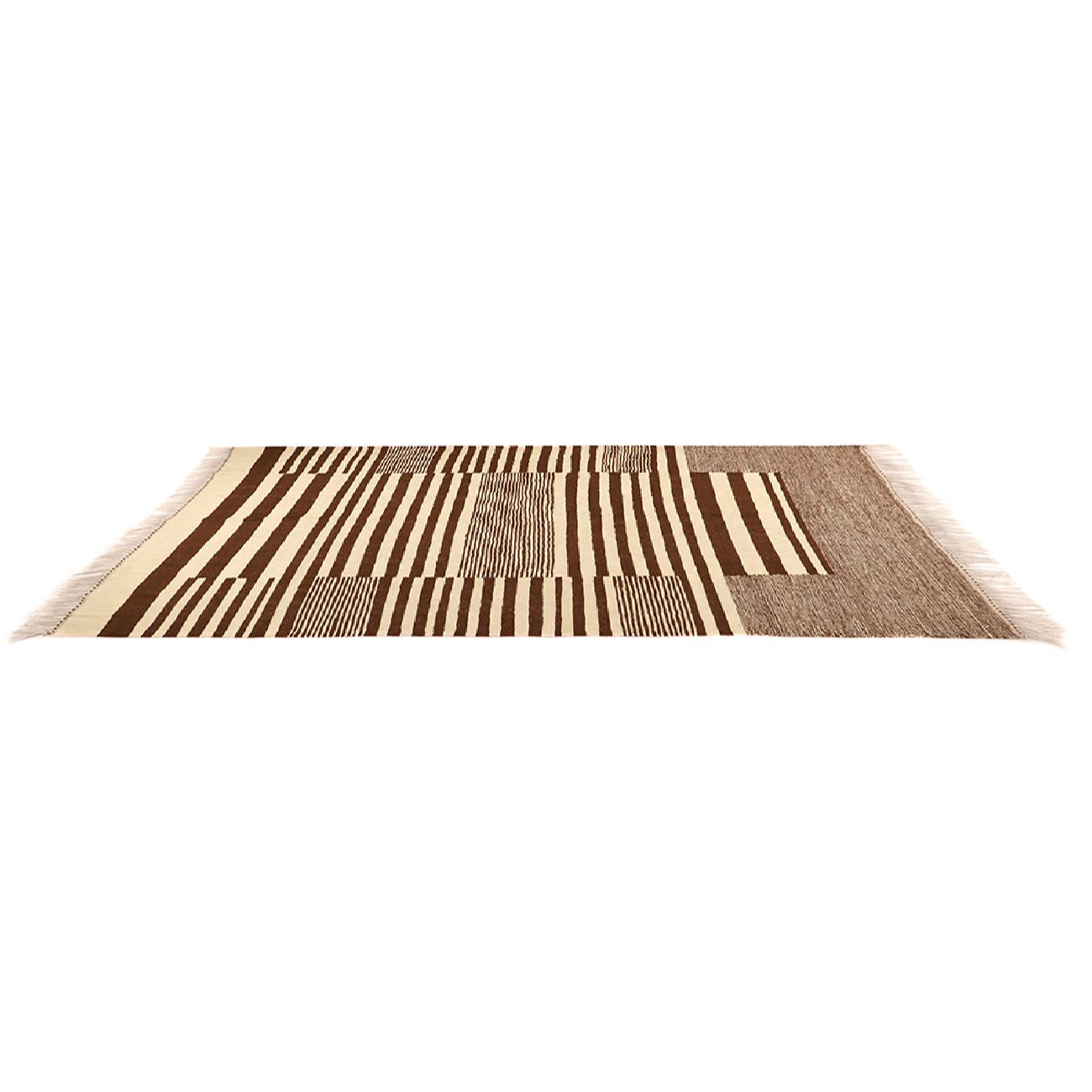 Price and Buy Genuine Persian Wool Kilim Rug Handwoven in Isfahan Striped Cream - Image 5