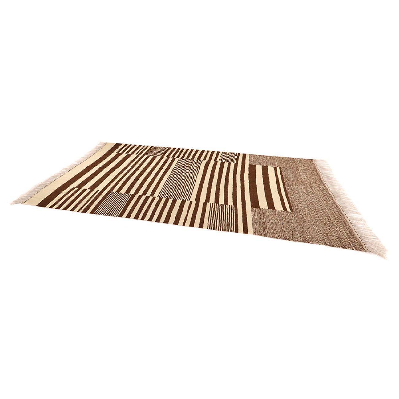 Price and Buy Genuine Persian Wool Kilim Rug Handwoven in Isfahan Striped Cream - Image 6