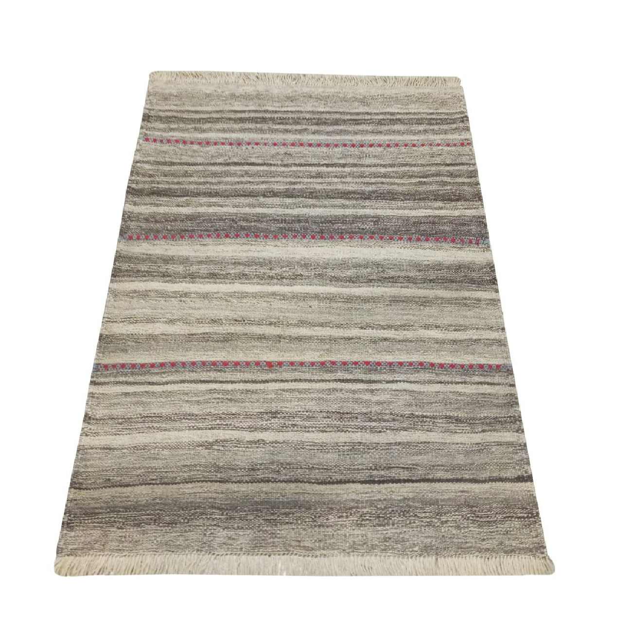 Price and Buy Genuine Persian Wool Kilim Rug Handwoven Striped Cream - Image 3