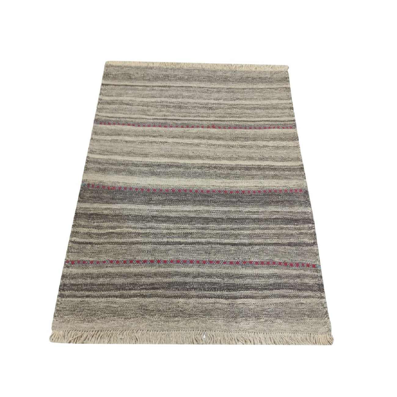 Price and Buy Genuine Persian Wool Kilim Rug Handwoven Striped Cream - Image 4