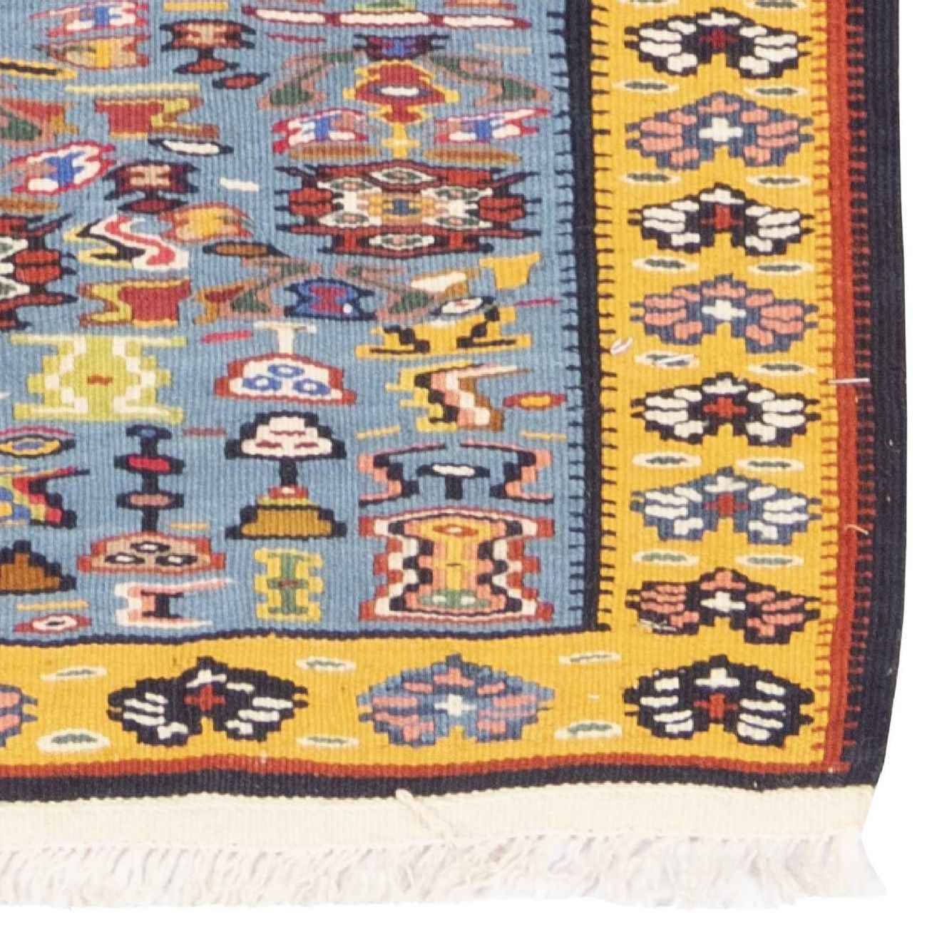 Price and Buy Genuine Persian Wool Kilim Runner Rug Handwoven in Sanandaj Blue - Image 4