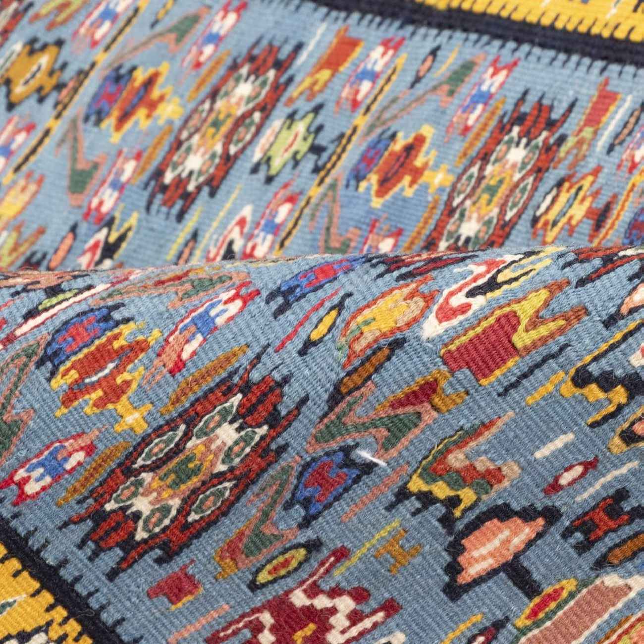 Price and Buy Genuine Persian Wool Kilim Runner Rug Handwoven in Sanandaj Blue - Image 7