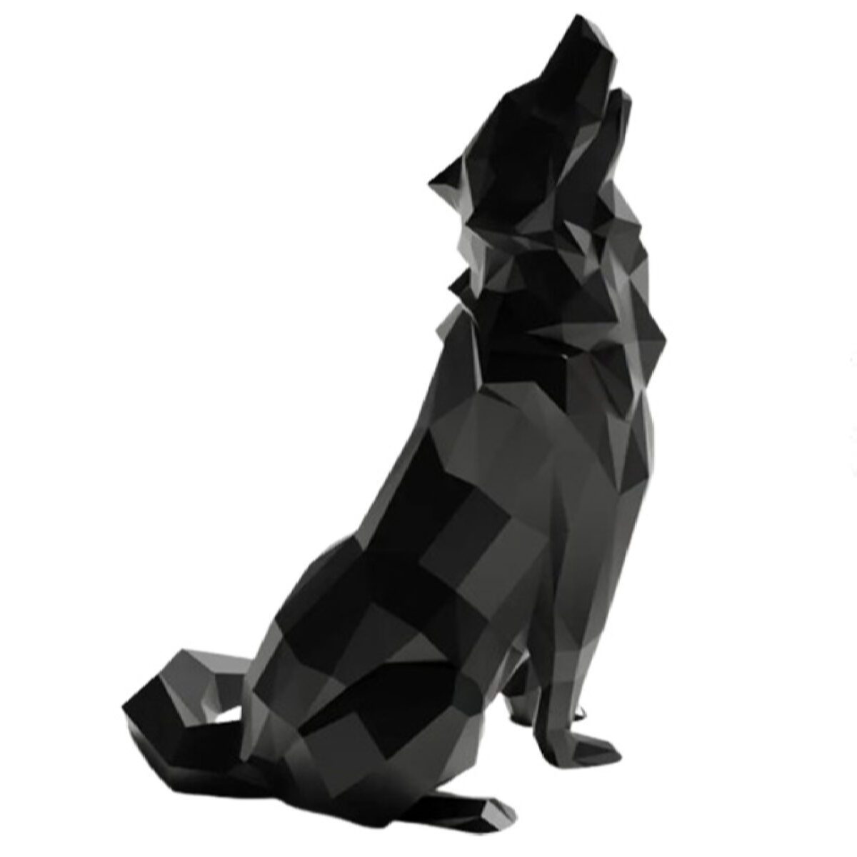 Price and Buy Geometric Black Wolf Cubism Figurine – Artistic Sculpture