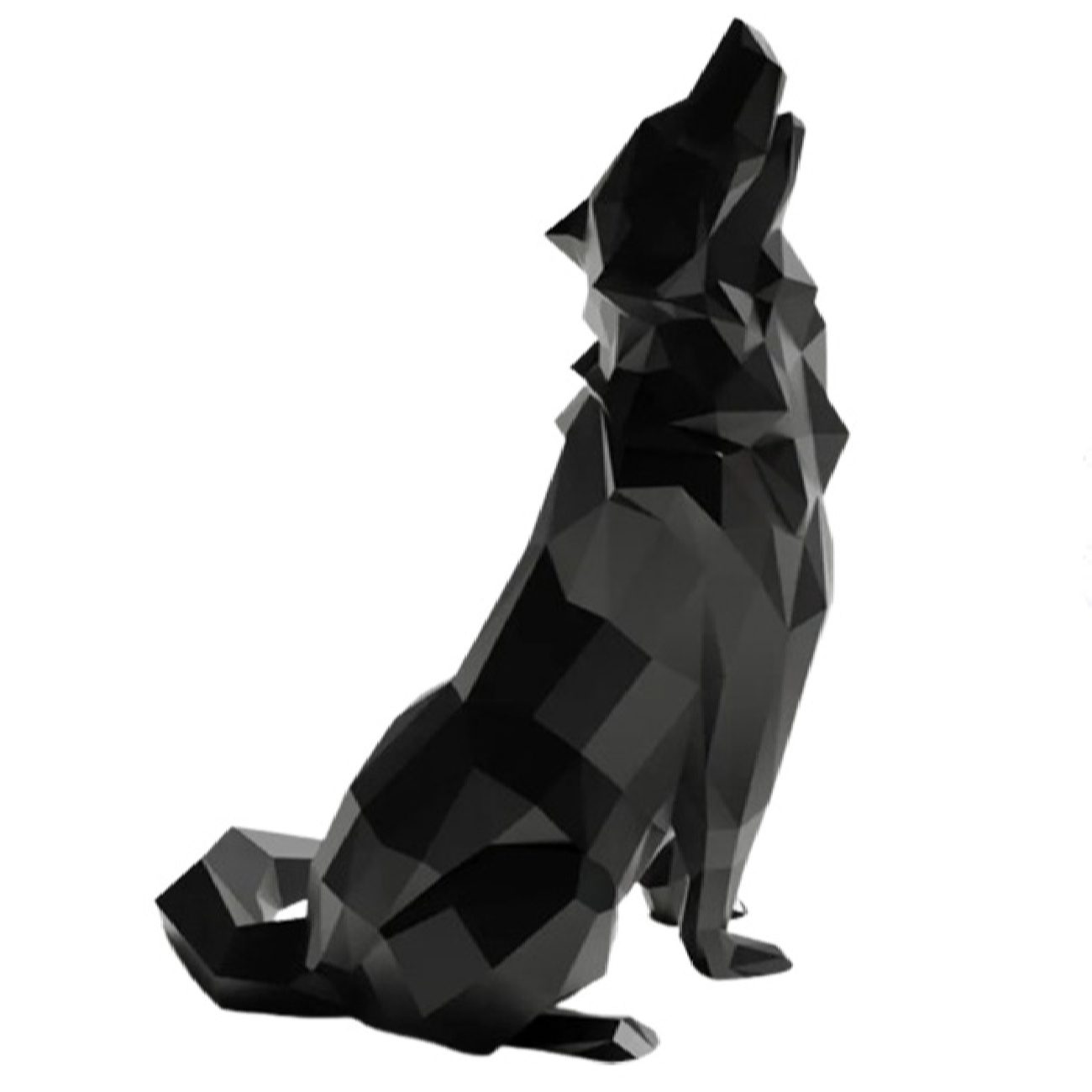 Price and Buy Geometric Black Wolf Cubism Figurine – Artistic Sculpture