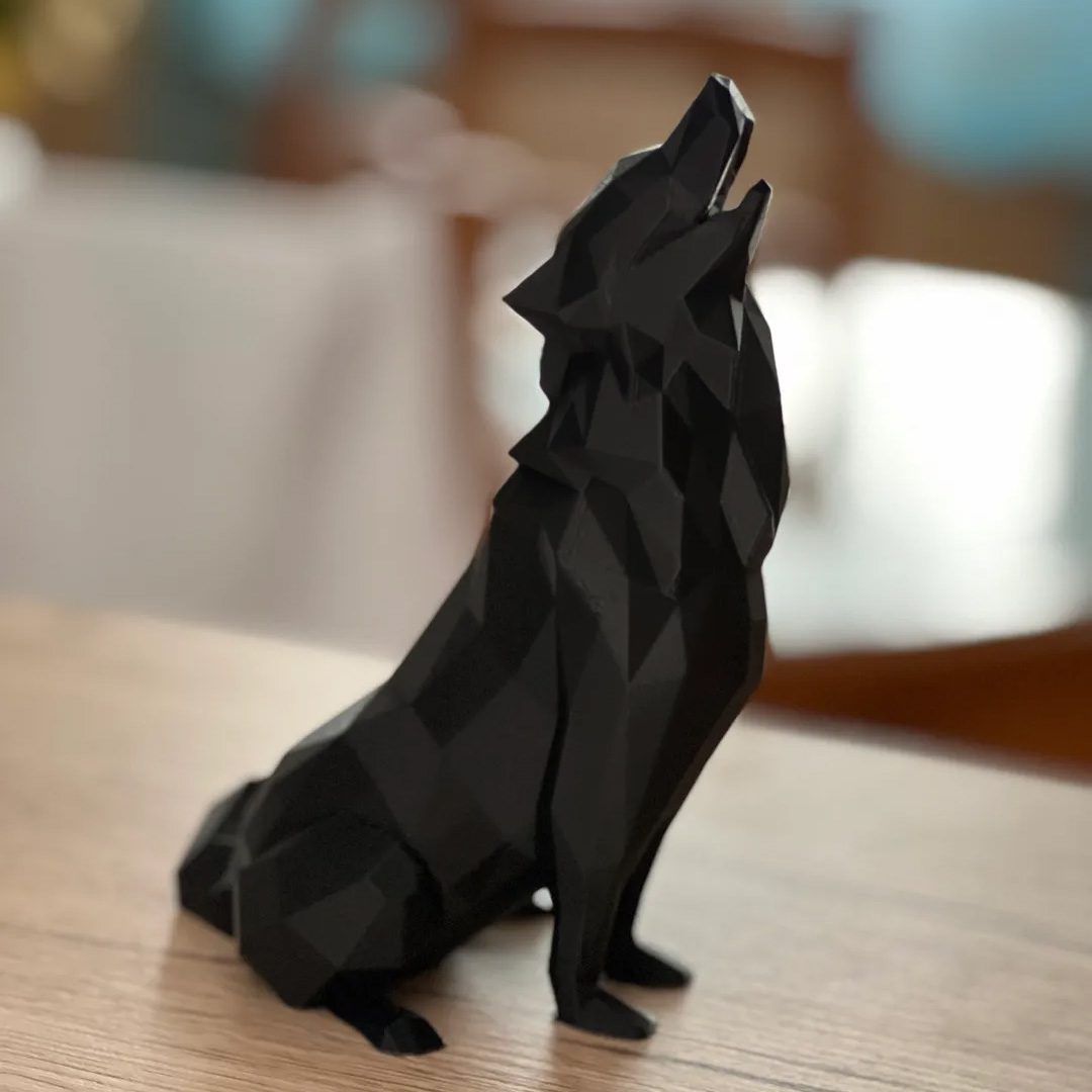 Price and Buy Geometric Black Wolf Cubism Figurine – Artistic Sculpture - Image 3