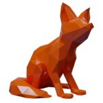 Price and Buy Geometric Fox Cubism Figurine – Handcrafted Modern Art