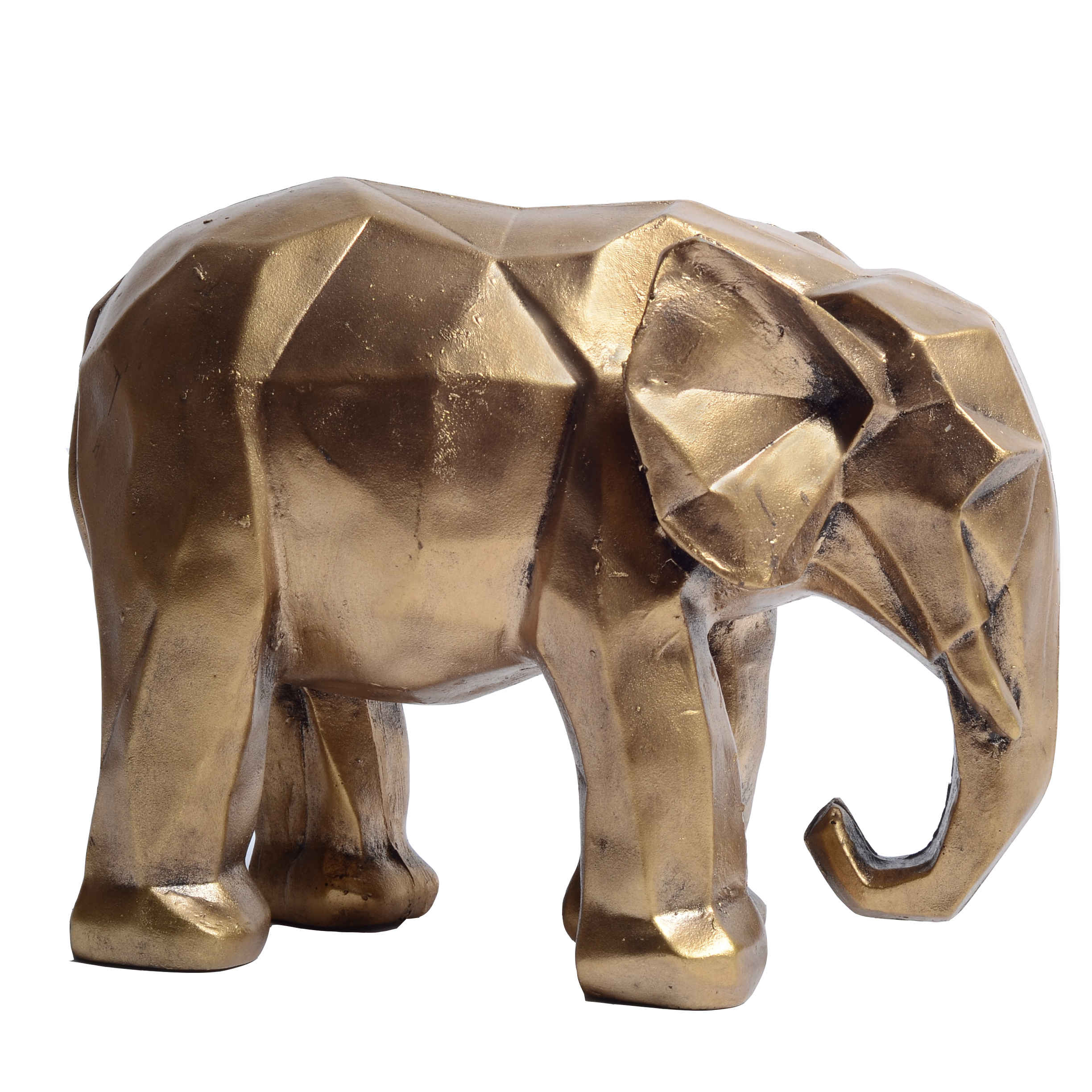 Price and Buy Geometric Golden Elephant Cubism Figurine – Artistic Sculpture