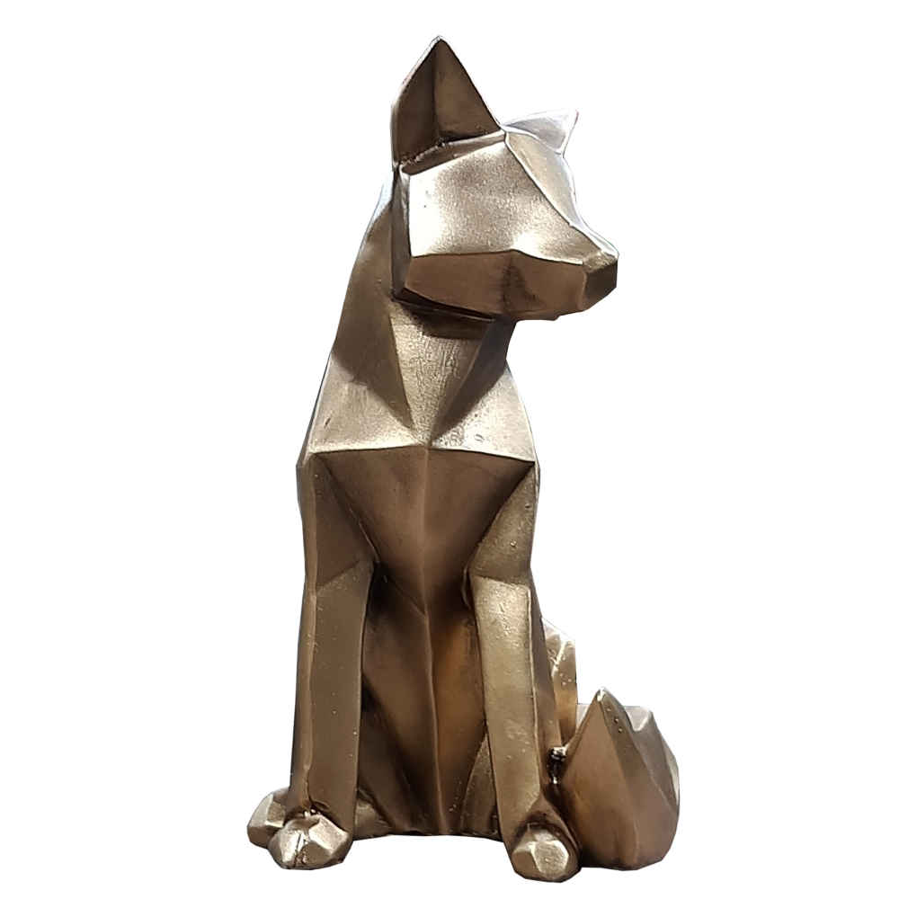Price and Buy Geometric Golden Fox Cubism Figurine – Unique Art Sculpture - Image 3