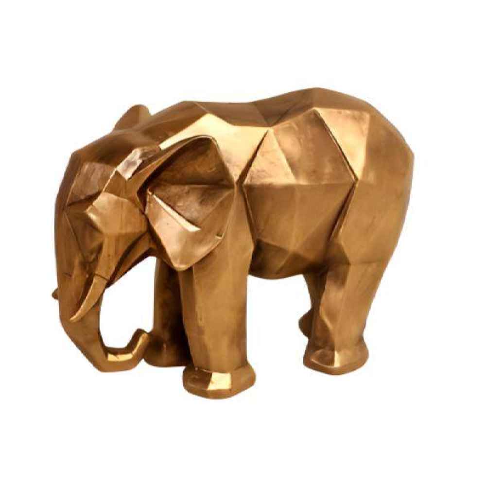 Price and Buy Geometric Golden Polyester Elephant Cubism Figurine – Decorative Statue