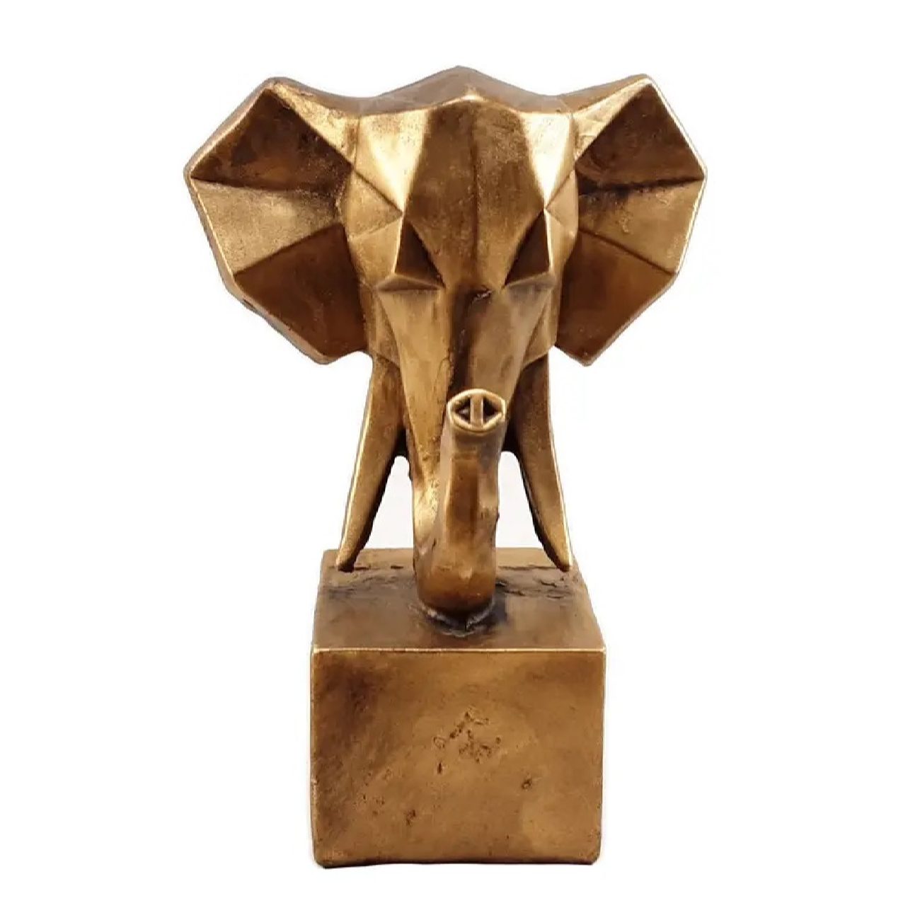 Price and Buy Geometric Golden Rhinoceros Cubism Figurine – Artistic Highlight