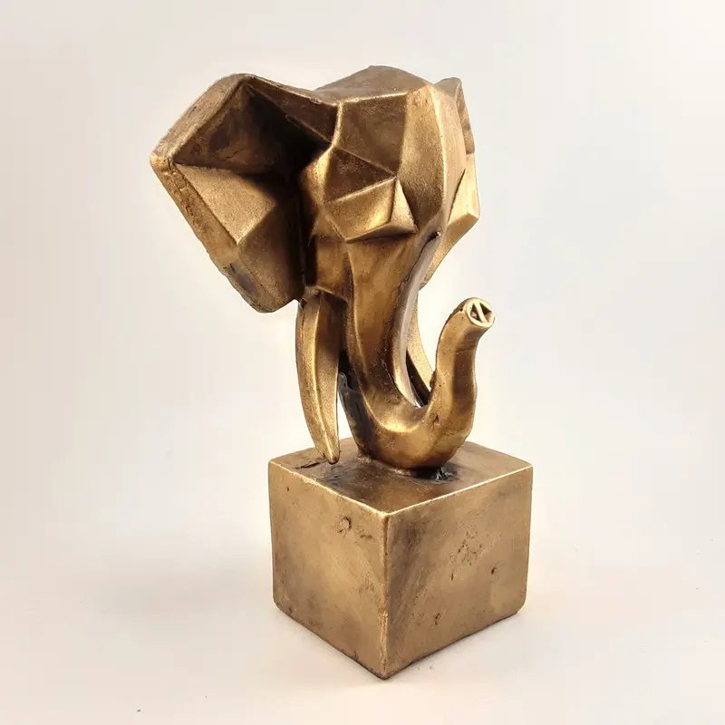 Price and Buy Geometric Golden Rhinoceros Cubism Figurine – Artistic Highlight - Image 5