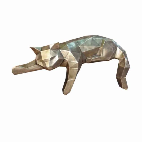Price and Buy Geometric Silver Cat Cubism Figurine – Abstract Sculpture