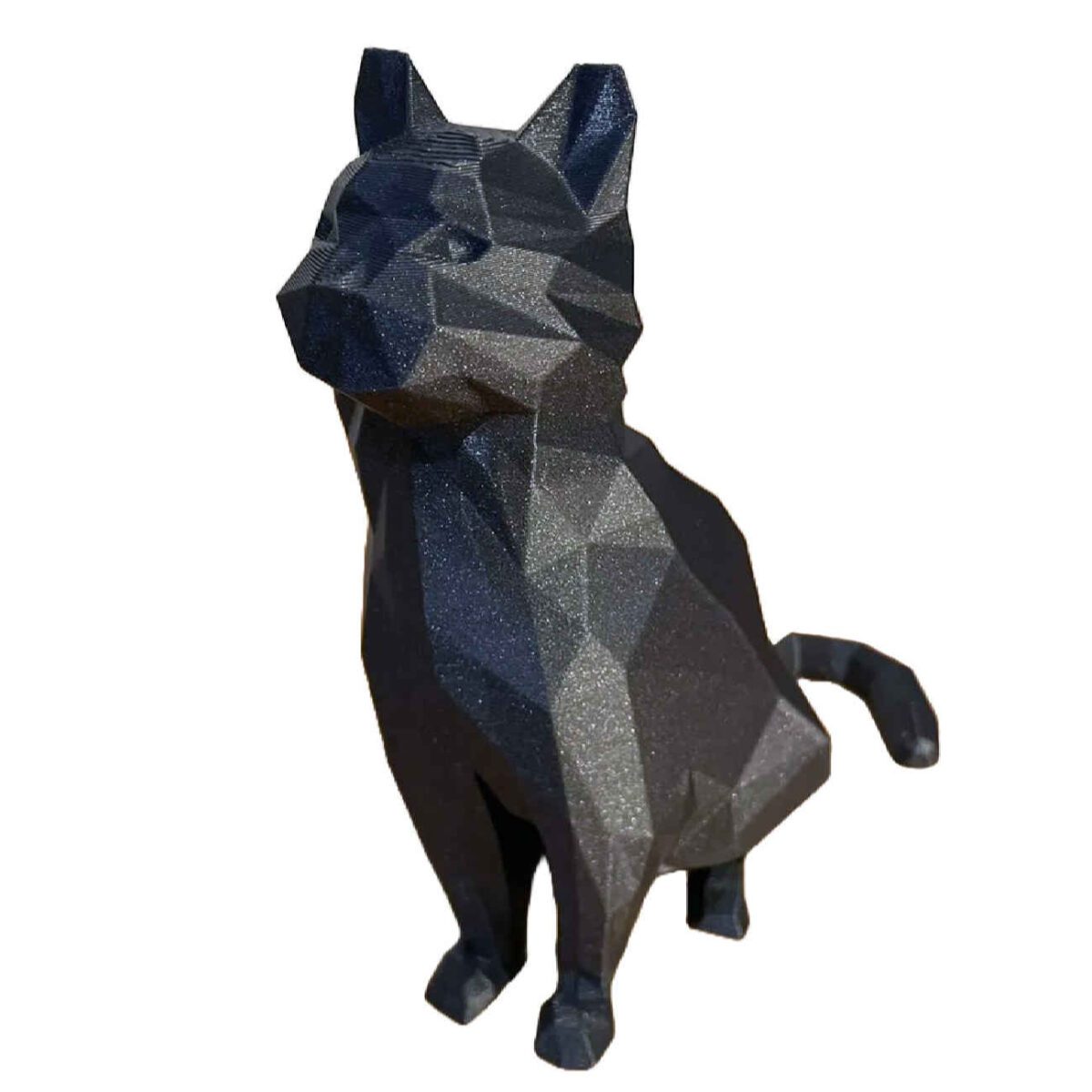 Price and Buy Geometric Sitting Black Cat Cubism Figurine – Modern Sculpture