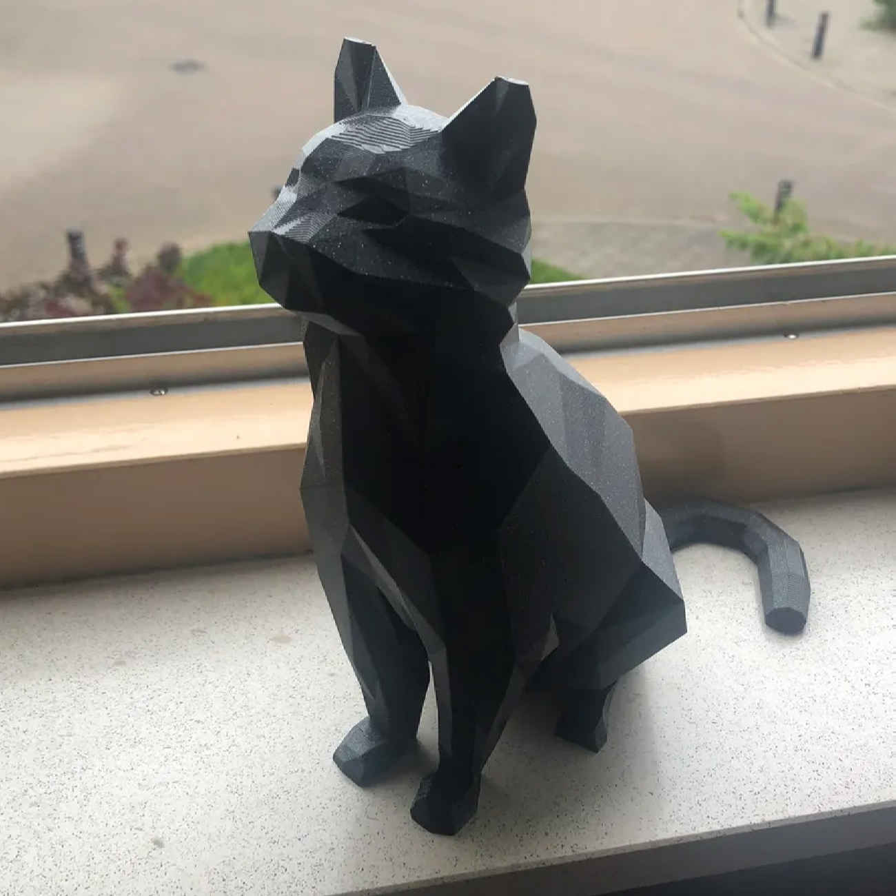 Price and Buy Geometric Sitting Black Cat Cubism Figurine – Modern Sculpture - Image 4
