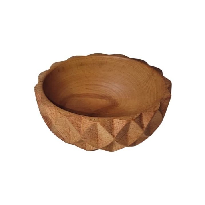 Price and Buy Geometric Wooden Bowl Handctafted Made of Beech Wood