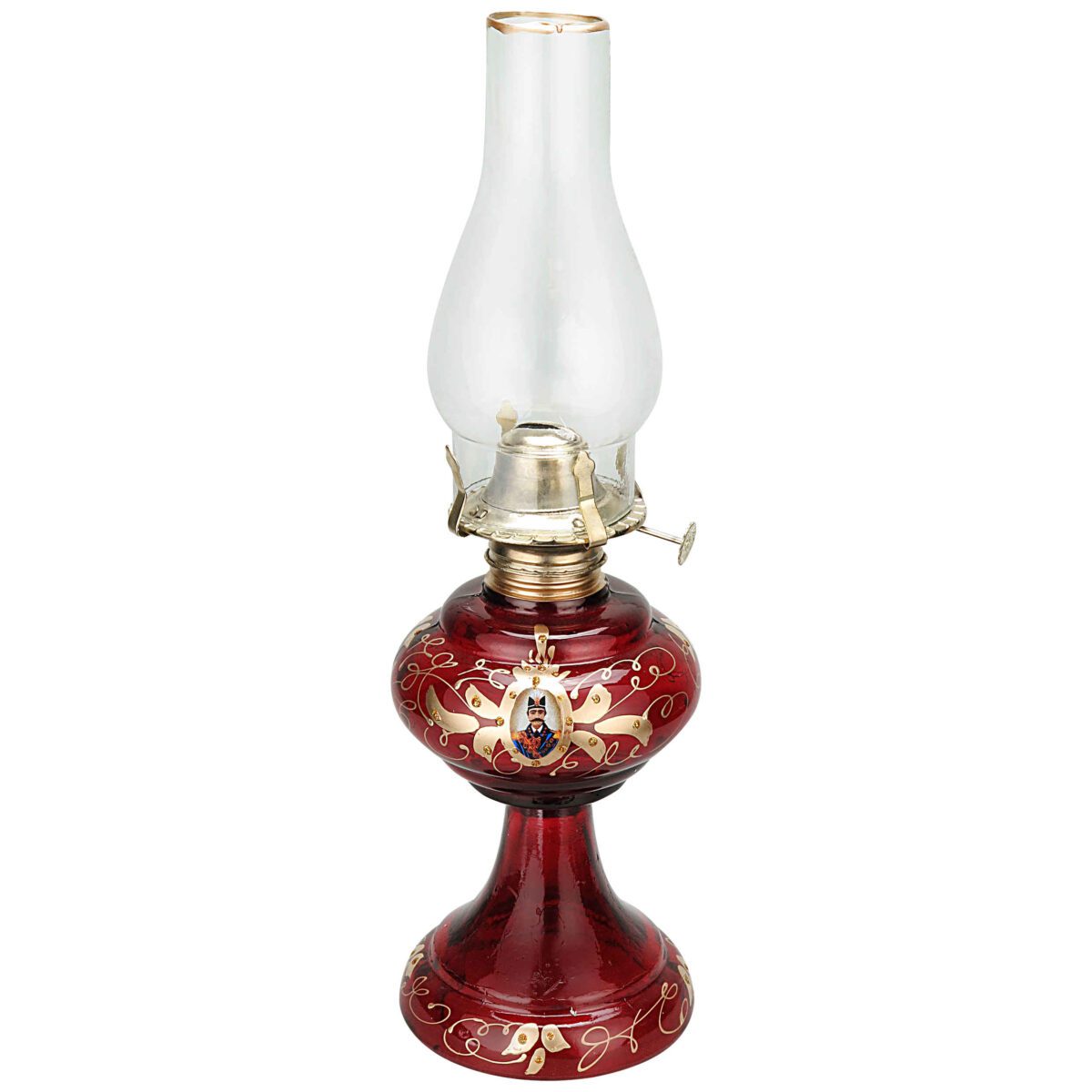 Price and Buy Glass Kerosene Oil Lamp in Red with Persian Shah Abbasi Design