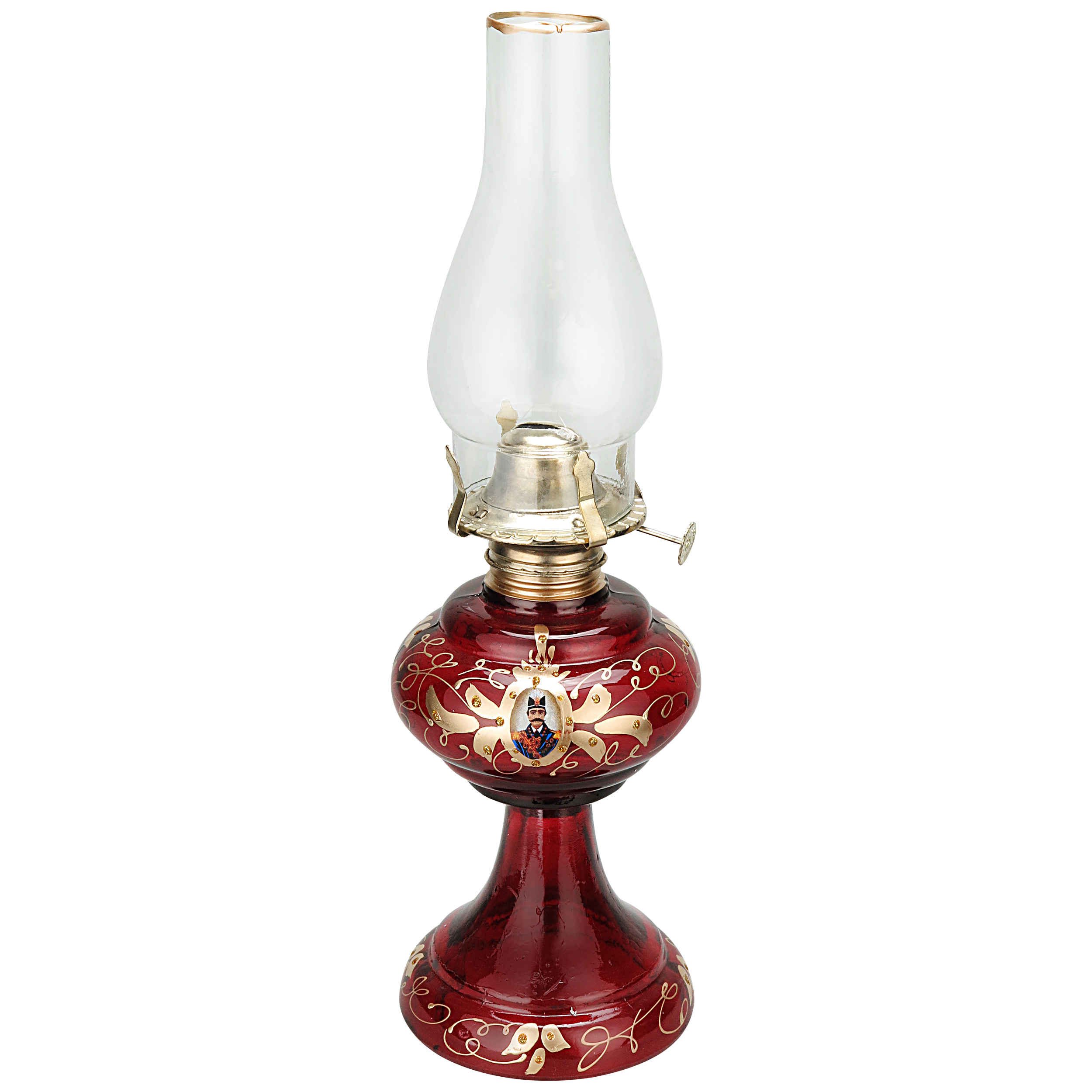 Price and Buy Glass Kerosene Oil Lamp in Red with Persian Shah Abbasi Design