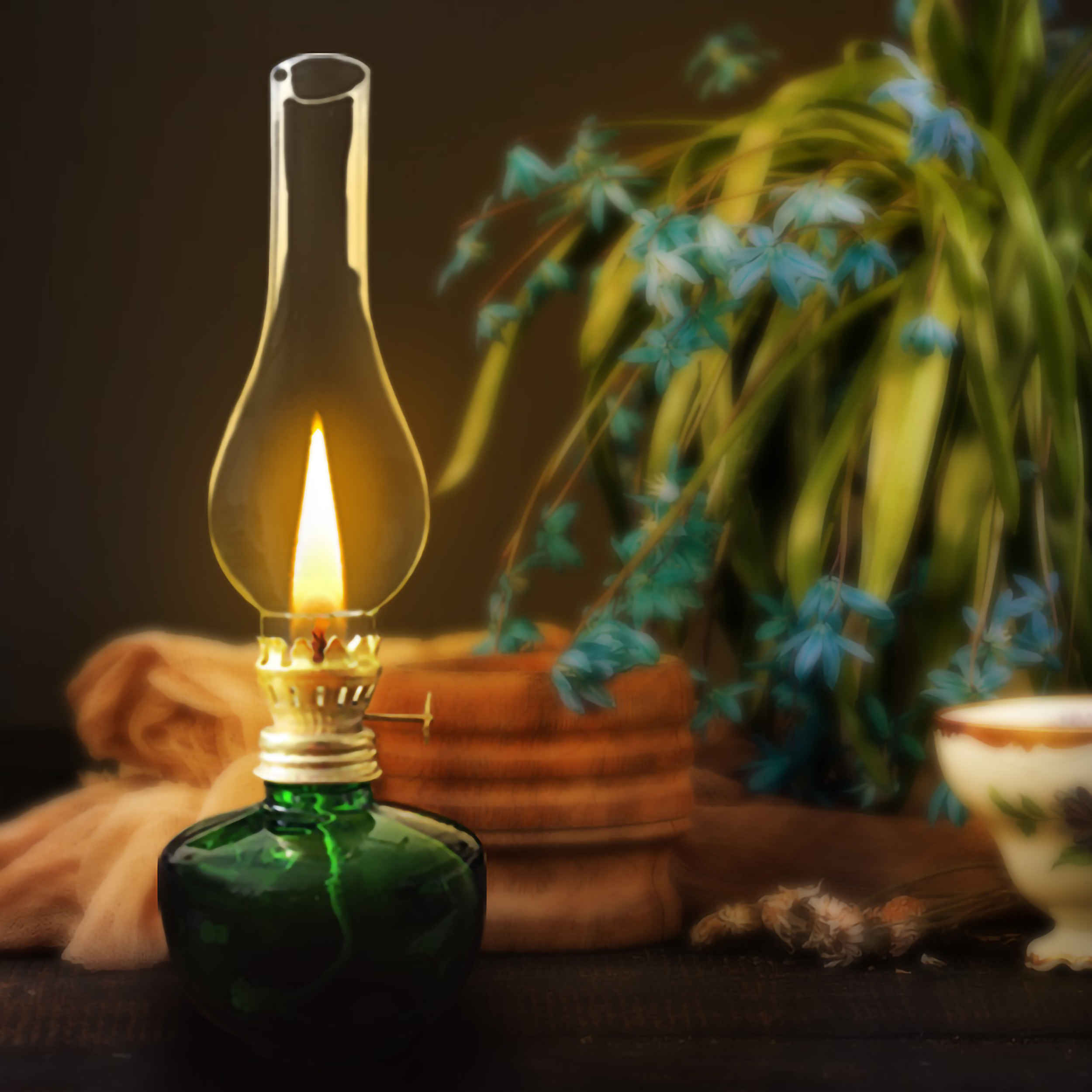 Price and Buy Glass Kerosene Oil Lamp Vintage Design in Green - Image 3