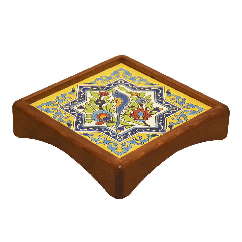 Price and Buy Gol O Morgh Wooden Tray with Persian Artwork – Ideal for Serving Drinks & Bites