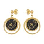 Price and Buy Gold Plated Drop Earrings Handcrafted Dream Catcher Design Black Enamel