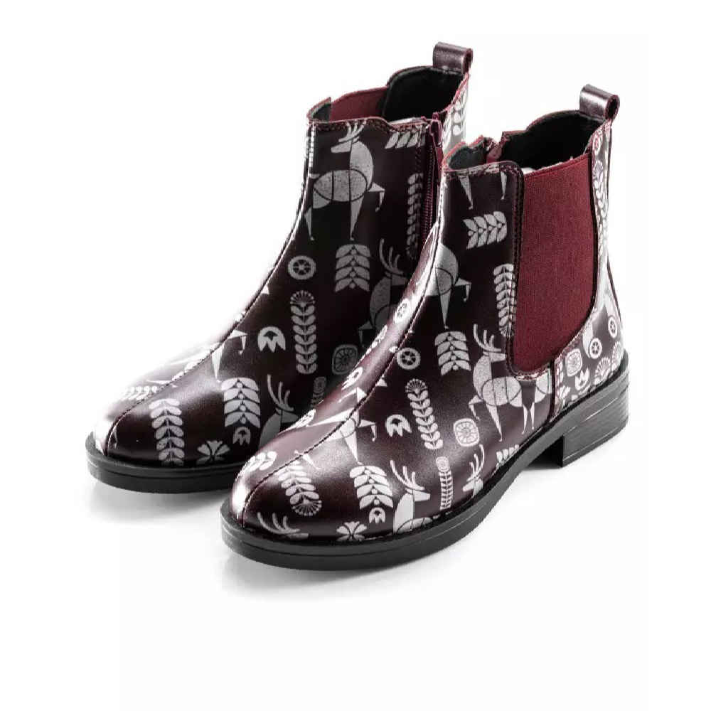 Price and Buy Graffiti Print Chelsea Boots – Synthetic Leather with Deer Pattern