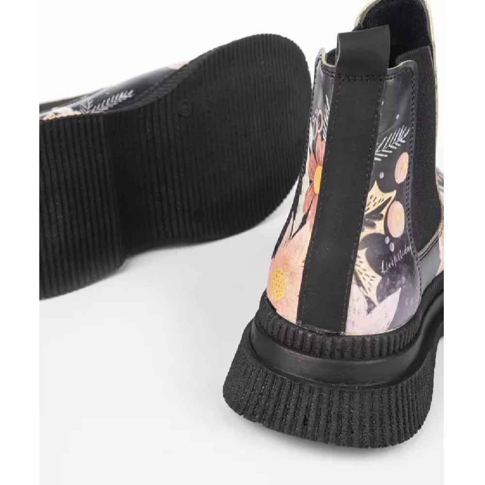 Price and Buy Graffiti Print Chelsea Boots – Synthetic Leather with Flower Design - Image 3
