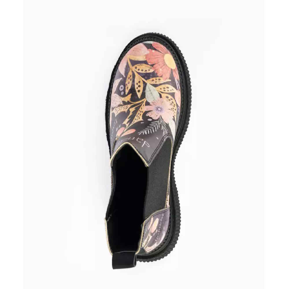Price and Buy Graffiti Print Chelsea Boots – Synthetic Leather with Flower Design - Image 4