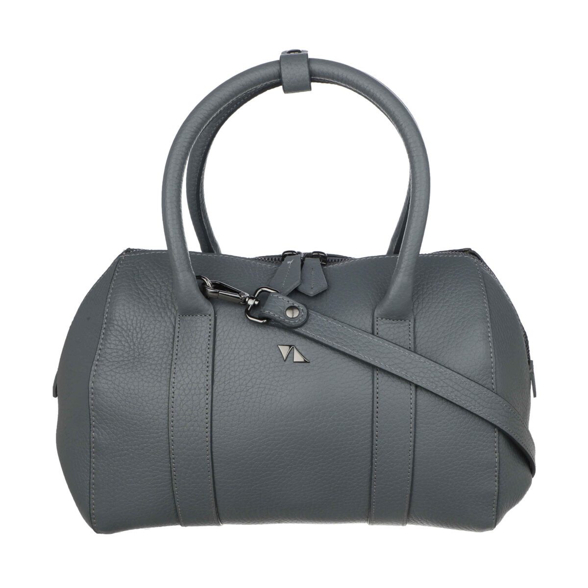 Price and Buy Gray Leather Bauletto Handbag with Large Capacity for Women