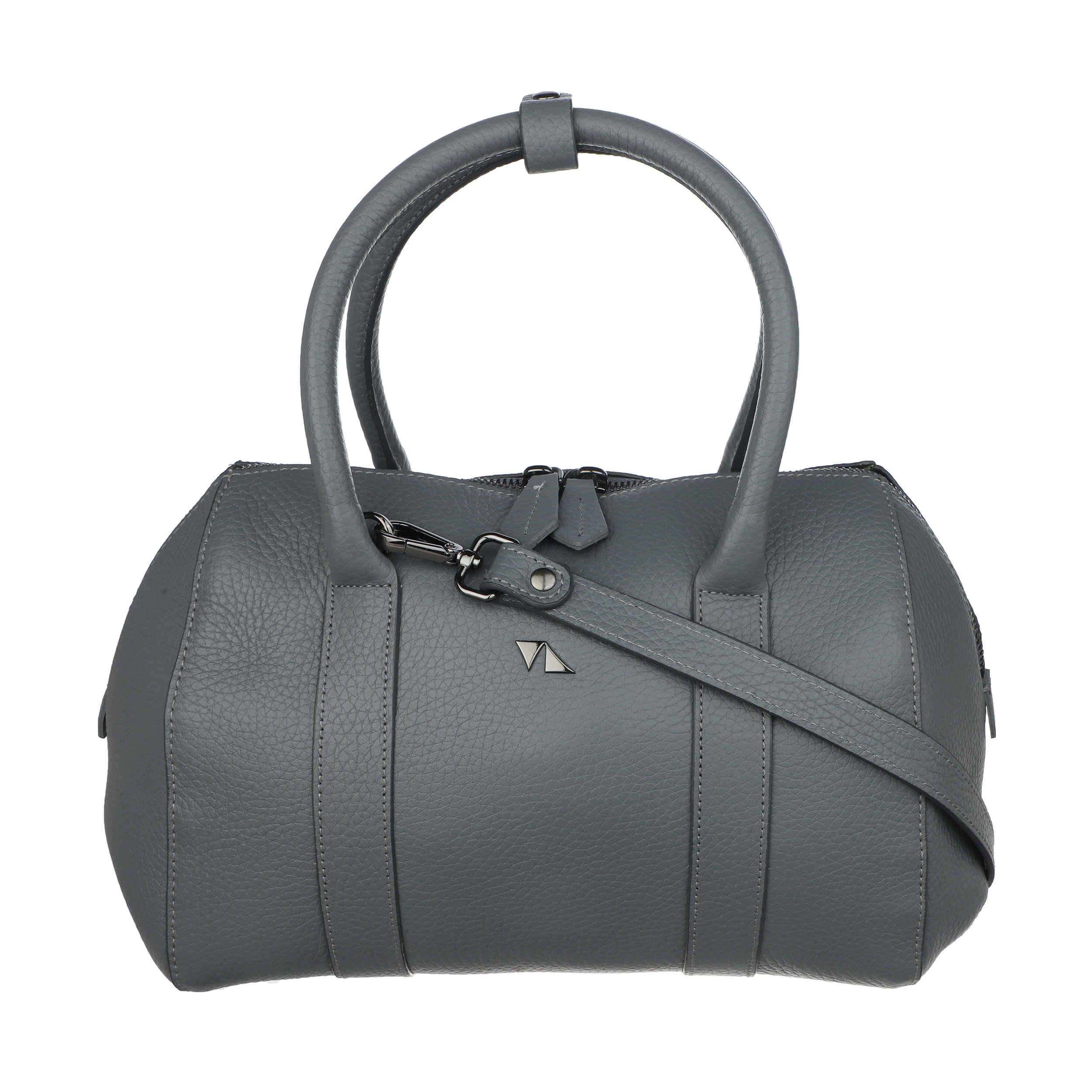 Price and Buy Gray Leather Bauletto Handbag with Large Capacity for Women