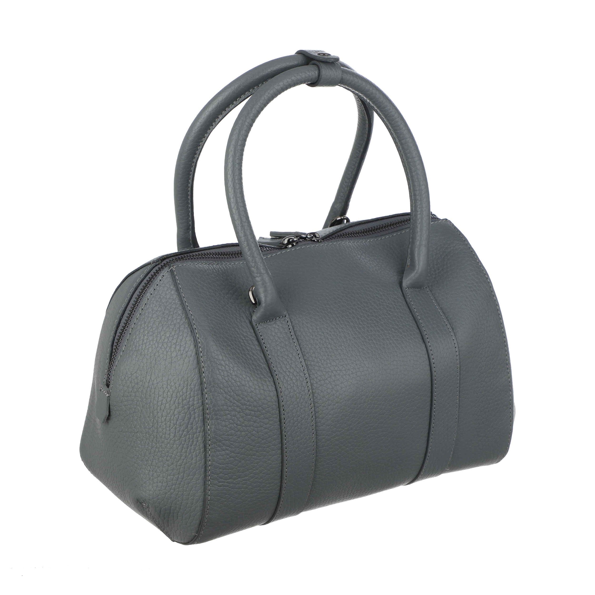 Price and Buy Gray Leather Bauletto Handbag with Large Capacity for Women - Image 4