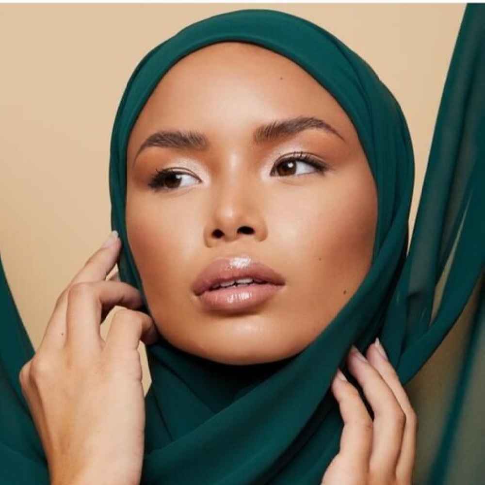 Price and Buy Green Chiffon Shayla Hijab for Muslim Women - Image 3