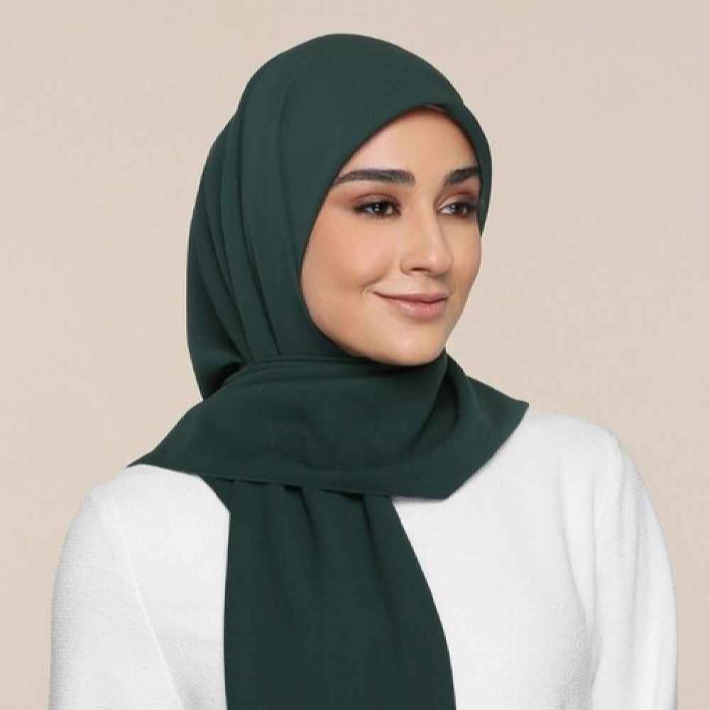 Price and Buy Green Chiffon Shayla Hijab for Muslim Women - Image 4