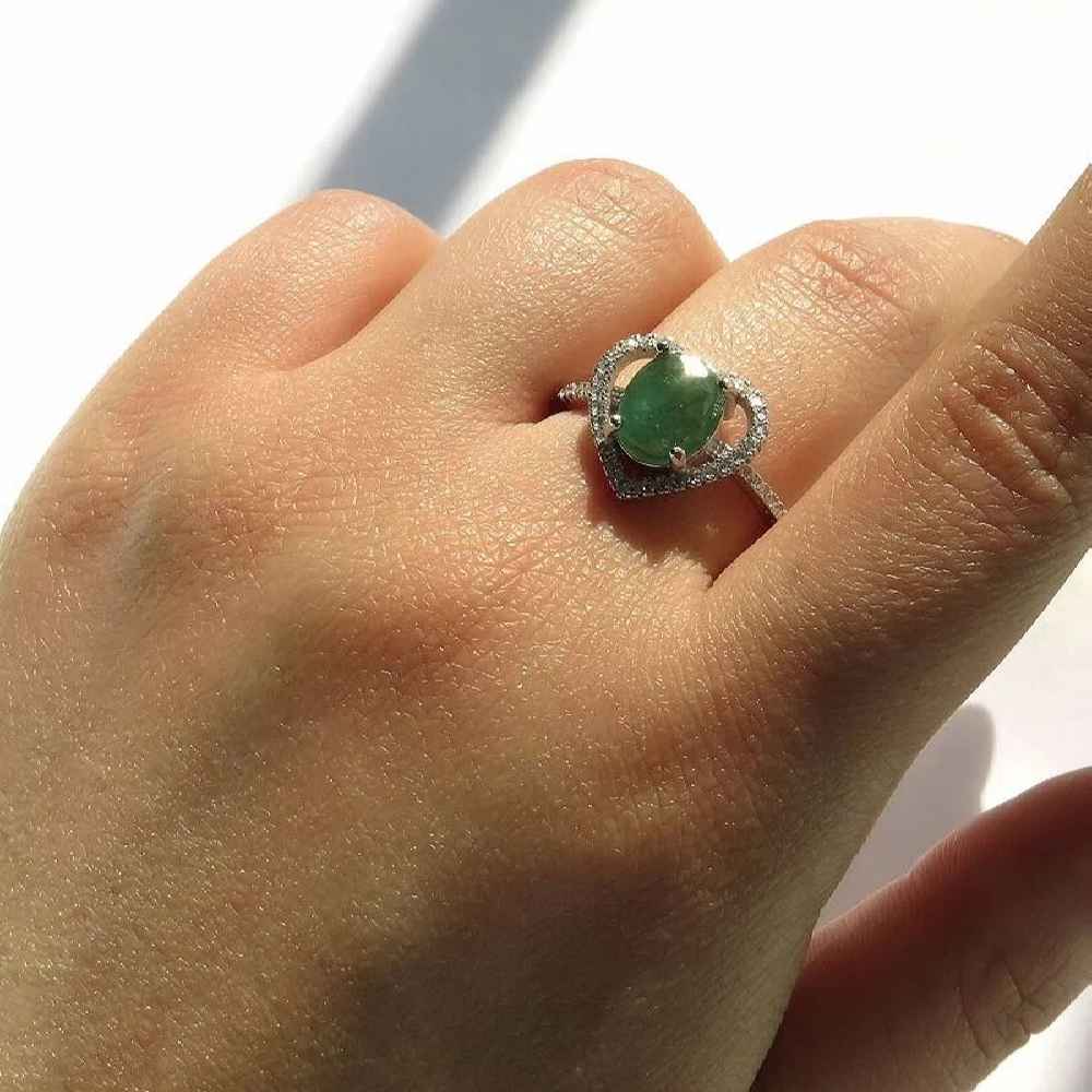 Price and Buy Green Emerald Silver Ring For Women Engagement Ghalb - Image 3