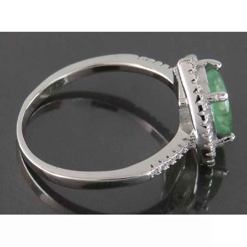 Price and Buy Green Emerald Silver Ring For Women Engagement Ghalb - Image 4