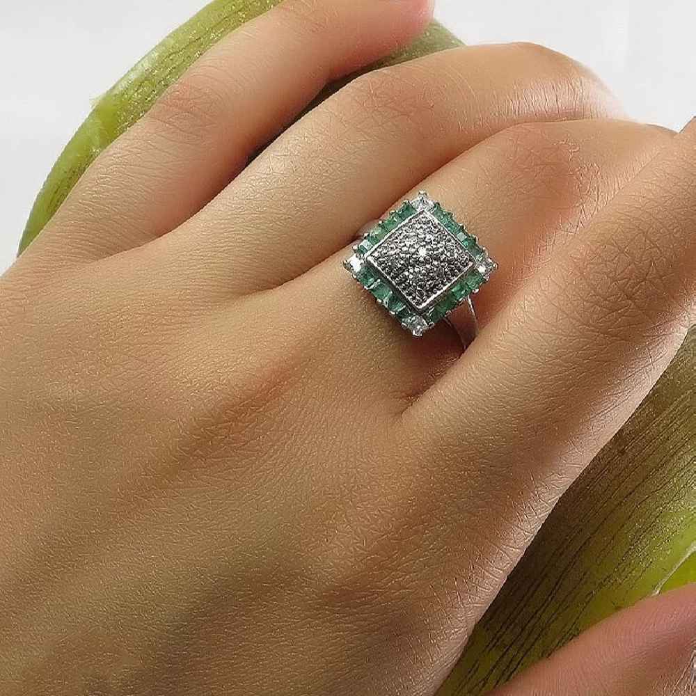 Price and Buy Green Emerald Silver Ring For Women Engagement Maral - Image 4