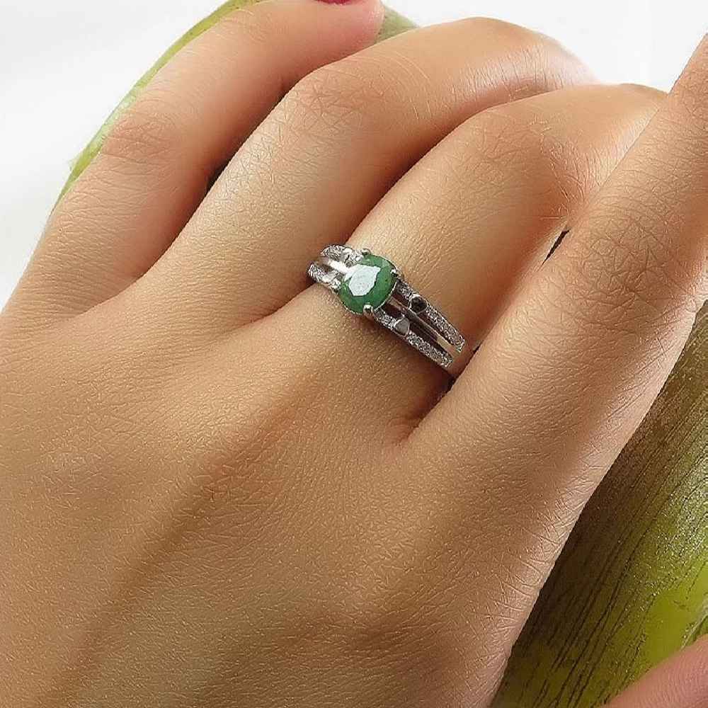 Price and Buy Green Emerald Silver Ring For Women Engagement Melorin - Image 3