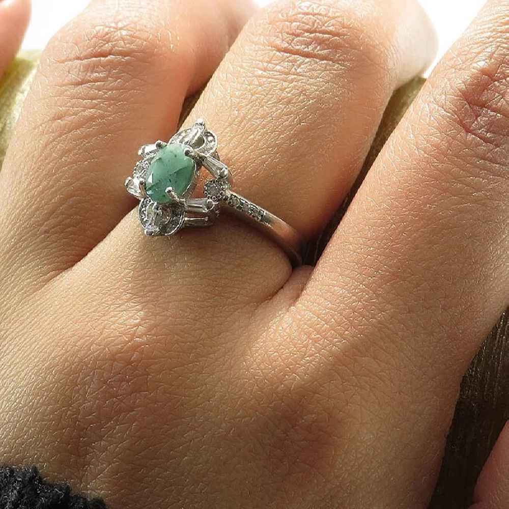 Price and Buy Green Emerald Silver Ring For Women Engagement Nazgol - Image 3
