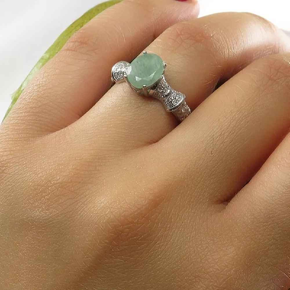 Price and Buy Green Emerald Silver Ring For Women Engagement Sanaz - Image 4