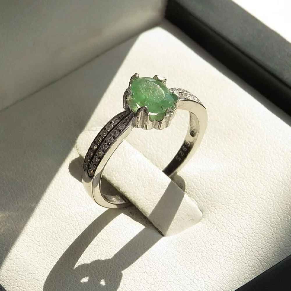 Price and Buy Green Emerald Silver Ring For Women Engagement Sepid