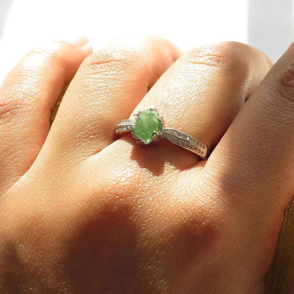 Price and Buy Green Emerald Silver Ring For Women Engagement Sepid - Image 3