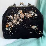 Price and Buy Hand Beaded Clutch Bag Floral Design in Black Color – Timeless Design